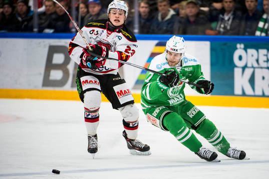 Malmö Redhawks Christoffer Forsberg och Rögles Patrik