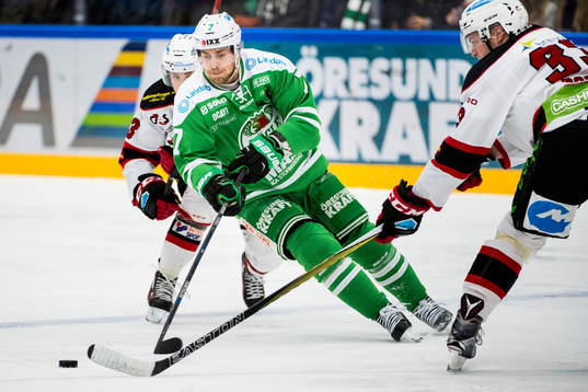 Malmö Redhawks Christoffer Forsberg och Oliver Bohm mot
