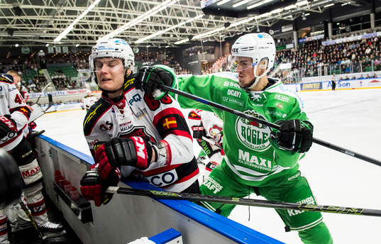 Malmö Redhawks Fredrik Händemark och Rögles Alen Bibic