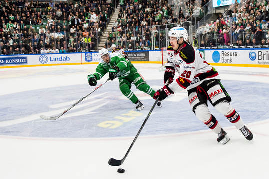 Malmö Redhawks Henrik Hetta och Rögles Viktor Lindgren