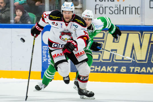Malmö Redhawks Mathias Tjärnqvist och Rögles Dominik