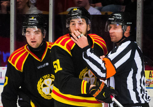 Brynäs Ponthus Westerholm , Marc Zanetti och Domare Sören