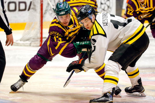 Färjestads Linus Persson och Brynäs Pathrik Westerholm