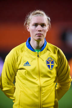 Sveriges målvakt Hedvig Lindahl vid lineup