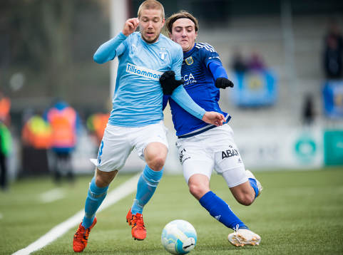 Malmö FFs Anton Tinnerholm och Sundsvalls Dennis Olsson