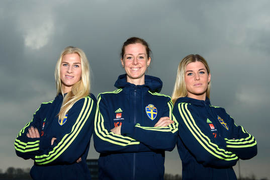 Sveriges Sofia Jakobsson, Lotta Schelin och Olivia Schough