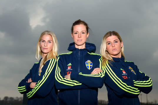 Sveriges Sofia Jakobsson, Lotta Schelin och Olivia Schough