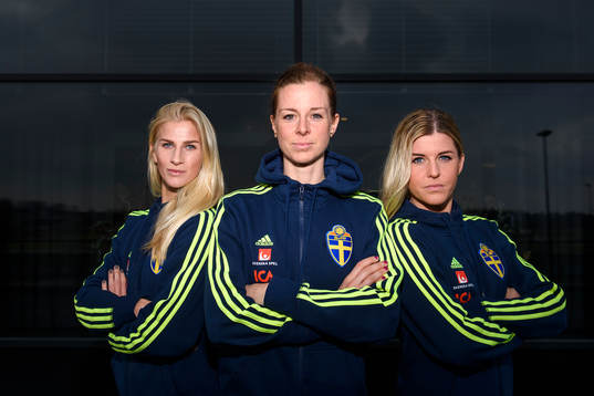 Sveriges Sofia Jakobsson, Lotta Schelin och Olivia Schough