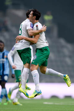 Hammarbys Johan Persson och Philip Haglund  jublar