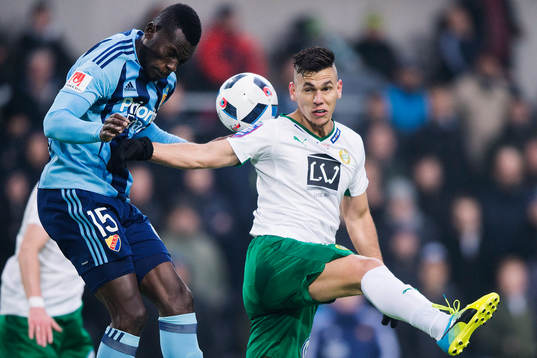 Djurgårdens Omar Colley och Hammarbys Alexssander Medeiros