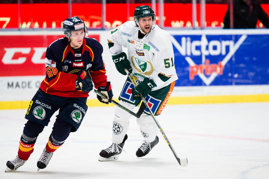 Djurgårdens Marcus Sörensen och Färjestads Rickard Wallin