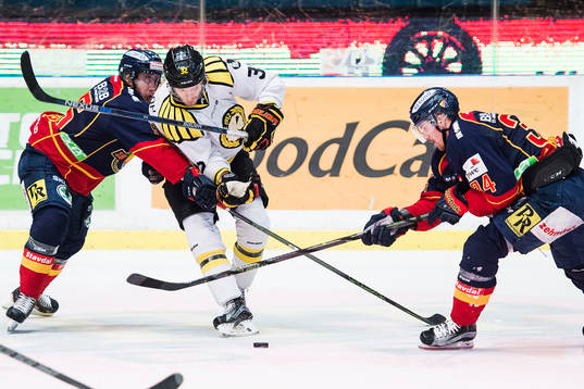 Djurgårdens Robin Norell och Lukas Vejdemo mot Brynäs