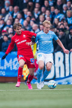 Norrköpings Christoffer Nyman och Malmö FFs Franz Brorsson