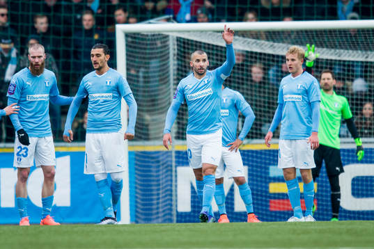 Malmö FFs Jo Inge Berget, Agon Mehmeti, Magnus Wolff