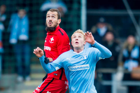 Norrköpings Emir Kujovic och Malmö FFs Franz Brorsson