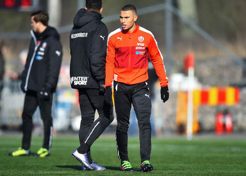 Helsingborgs Jordan Larsson före kvartsfinalen i Svenska