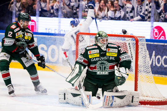 Leksands Johan Porsberger jublar bakom Tingsryds målvakt