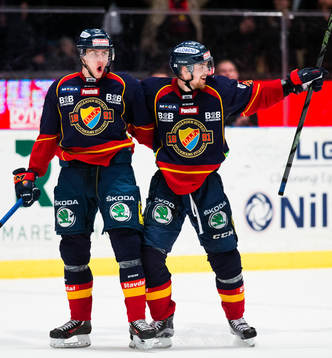 Djurgårdens Philip Holm och Daniel Brodin jublar