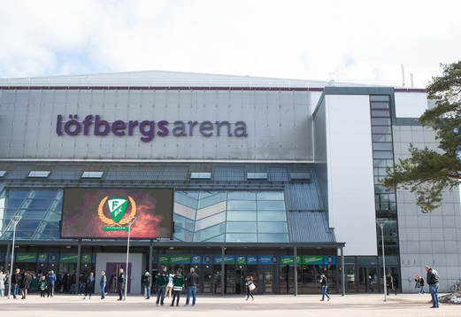 Exteriör av Löfbergs Arena