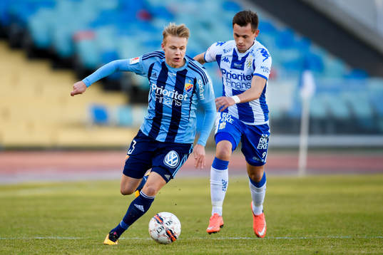Djurgårdens Elliot Käck och IFK Göteborgs Jakob Svarrer