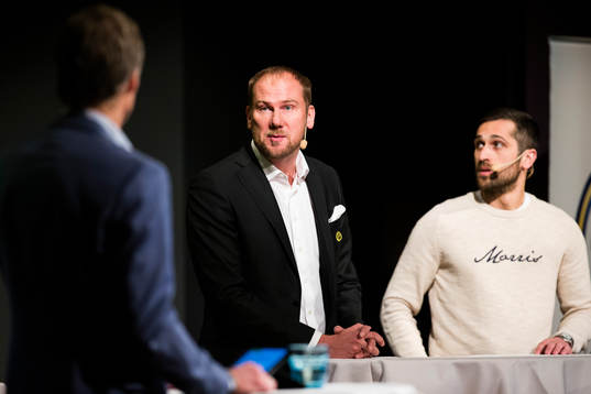 Magnus Haglun, tränare Elfsborg och Emir Bajrami, Elfsborg