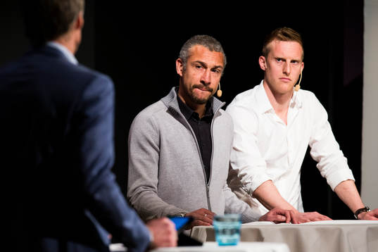 Henrik Larsson, tränare Helsingborg, och Peter Larsson,