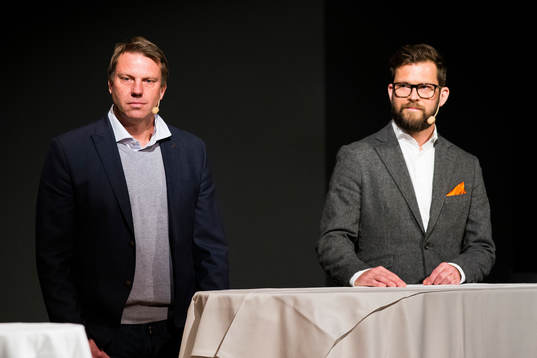 Hans Eklund, tränare Falkenberg och David Svensson,