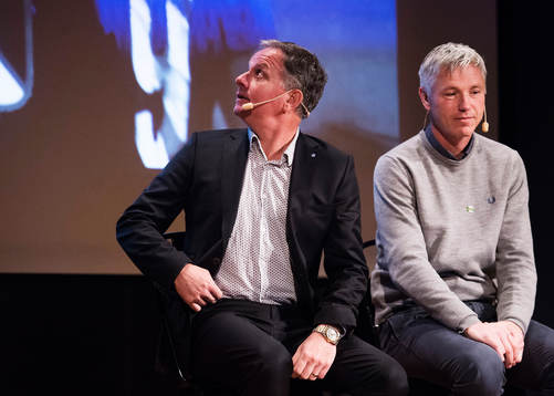 Halmstads tränare  Jan Jönsson och Varbergs tränare