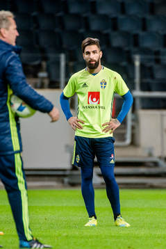 Sveriges  förbundskapten Erik Hamrén och  Jimmy Durmaz