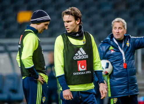 Zlatan Ibrahimovic , Albin Ekdal och förbundskapten Erik