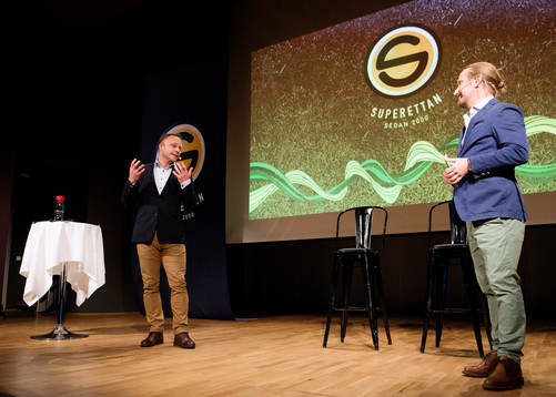Konferenciererna Anders Andersson och Jesper Hussfelt