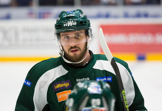 Färjestads Travis Turnbull vid uppvärmningen innan