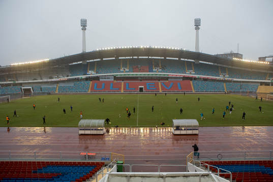 Vy över Nya Ullevi innan en träningsmatch i fotboll