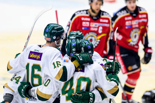 Färjestad spelarna jublar
