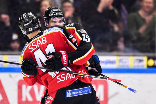 Luleås Ilari Melart jublar med Christian Jaros
