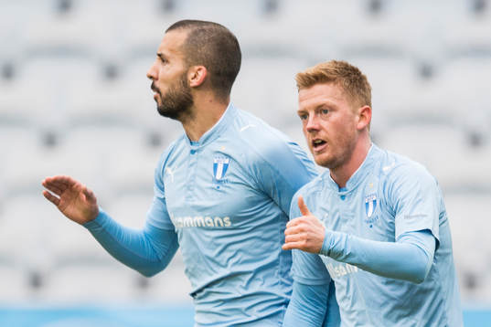 Malmö FFs Guillermo Molins och Anders Christiansen jublar