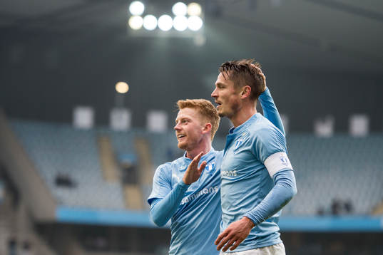 Malmö FFs Markus Rosenberg jublar ihop med Anders