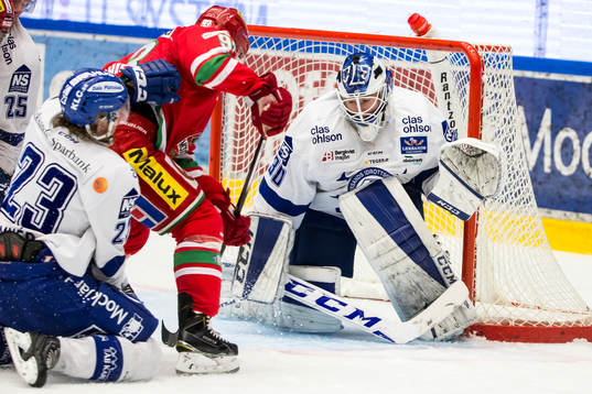 Leksands målvakt Henrik Haukeland Modos Byron Ritchie