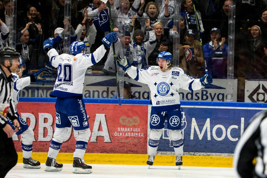 Leksands Brock Montpetit Tommi Paakkolanvaara jublar