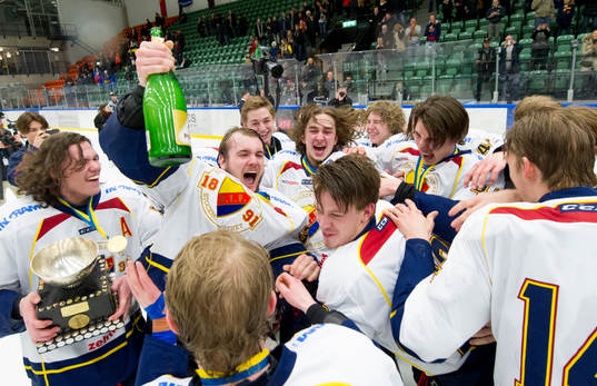 Djurgårdens Robin Jensen firar med pommac