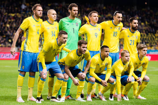 Sveriges lag ställer upp på en lagbild