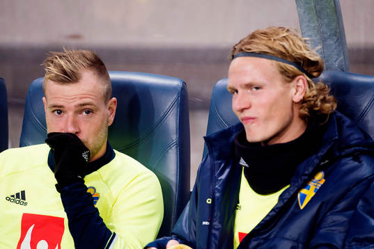 Sveriges John Guidetti och Oscar Hiljemark