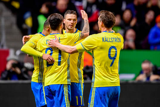 Sveriges Jimmy Durmaz, Marcus Berg och Kim Källström