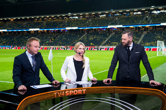 TV4 sports studion med experterna Anders Andersson, Anna