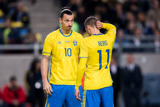 Sveriges Zlatan Ibrahimovic och Marcus Berg