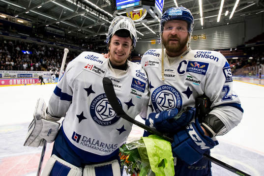 Leksands målvakt Henrik Haukeland Jonas Frögren glada