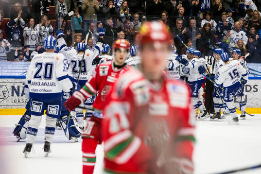 Leksands spelarna jublar