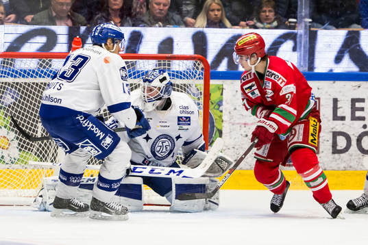Leksands Jon Knuts målvakt Henrik Haukeland Modos Gustav