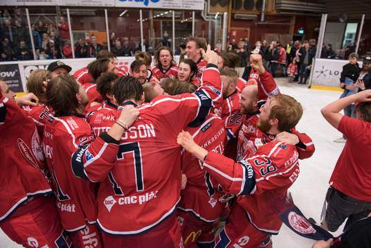 Västerviks spelare jublar