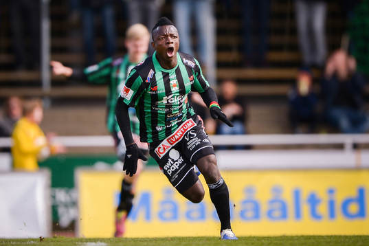 Varbergs Thomas Boakye jublar